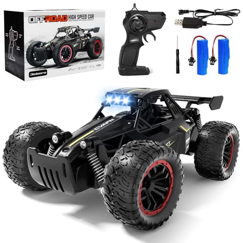 Jiakora Remote Control Car, Fast RC Monster Truck with Durable Metal Body, 1:16 Off-Road RC Crawler with LED Headlights, All-Terrain Drift Car, 3 4 5 6 7 8 9 10 Year Old Boys Girls Kids Gifts - color: Black