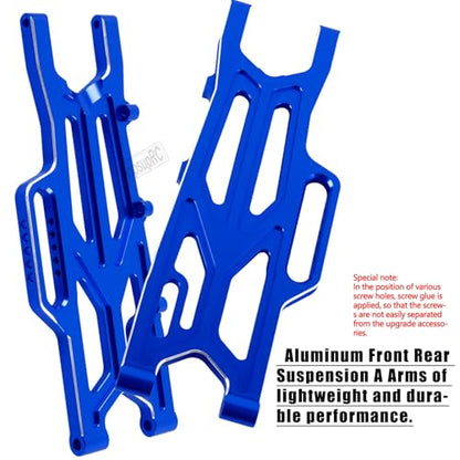 RC Aluminum Suspension Arms Set&Hubs Caster Blocks&Front Steering Block Knuckles&Rear Hubs Upgrades Parts for 1/10 Kraton/Outcast V2 4S BLX,Front Rear Suspension Arms Hops Up,Navy Blue - color: Blue(for 1/10)