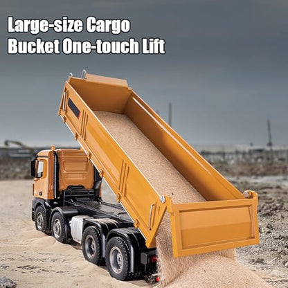 20-Inch Remote Control Dump Truck 12-Channels 1/14 Scale 13 LBS Load Capacity RC Heavy Duty Metal Construction Vehicles Toy for 14y+ Beginners (8-Wheels )