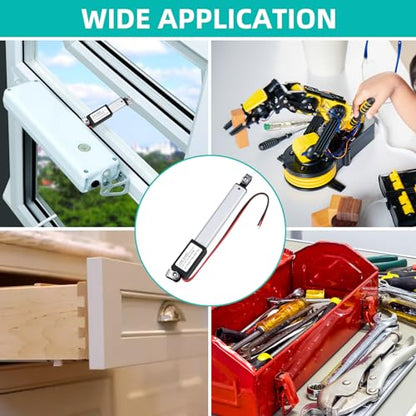 12V Mini Electric Linear Actuator 3" Stroke, 64N/14lbs, Speed 15mm/s, Linear Motion Actuators w/Mounting Brackets, for Sofa, TV, Table, Cabinets, Window Opener, Robotics, Home Automation - size: 3 Inch