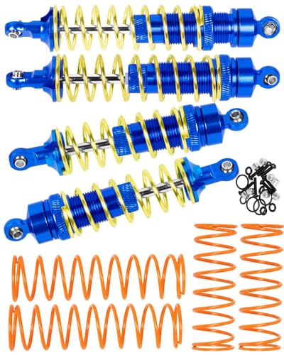 Aluminum Big Bore RC Shock Absorber Upgrades Part for 1/10 Slash 2WD 4x4,Stampede 2WD 4X4,Rustler 2WD 4X4,Hoss 2WD 4X4,Alloy 4PCS Front Rear RC Shocks w/Golden spring,Navy Blue - color: Navy Blue - Upgrades Part