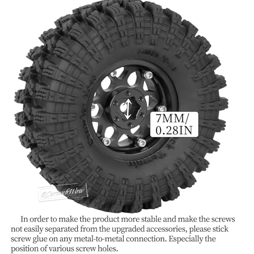 1.3" Beadlock Wheel Tires Set for 1/18 1/24 SCX24 TRX4M RC Crawler Car,Alloy RC Wheel Rims Brass Coating Rings All Terrain RC Tires,Black - color: Black(4pcs)