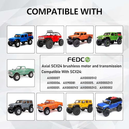 SCX24 Brushless Motor and ESC Combo for Axial SCX24 Upgrades | Hobbywing QUICRUN Outer-1621SL Motor with Shock Mount,Receiver Plate,Battery Tray 1/24 RC Crawler RTR Version - style: scx24 motor transmission with esc
