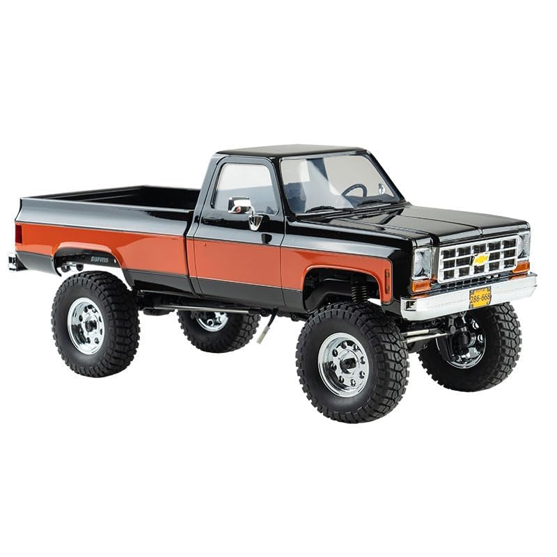 FCX18S FMS 1/18 Chevrolet K10 S RC Truck, Officially Licensed 4WD RC Crawler 2 Speeds Switch with LED Lights, Off-Road RC Model for Adults (Black) - color: Black