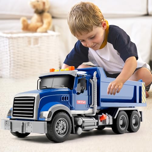 Dwi Dowellin Toddler Trucks Toys for Boys Age 3-5,Big Dump Truck with Lights and Sounds,Kids Boy Toys Christmas Birthday Gift Car - style: dump truck