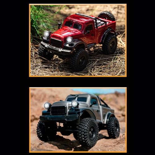 1/18 Scale RC Pickup Truck for Adult, 2.4GHz 4WD Off-Road Remote Control Drift Car, RC Rock Crawler with LED Lights, 12km/h High Speed & Waterproof ESC - color: Red, size: 3 Battery