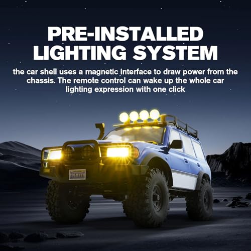 FMS 1/10 LC80 Brushless RC Crawler Pro V2, FCX10 Toyota RC Rock Crawler with Lighting and Two-Speed, Hobby Grade Offroad RC Car for Adults, RS (Blue) - color: Blue