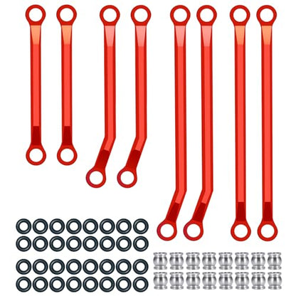 RCHUBAM 8PCS RC Heightened Links Set for 1/18 TRX4M K10 F150 | Aluminum Chassis Link Rod End Kit for TRX4M,RC Replacement Accessories - color: Red