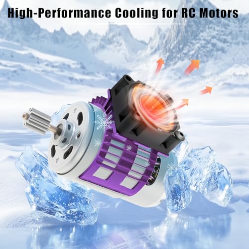 Alloy Heat Sink with 5V Cooling Fan for Traxxas Trx4 Slash ARRMA SCX10 and 1/10 RC Car - Compatible with 540, 550, 3650 Size Brushless Motor (Purple) - style: Purple