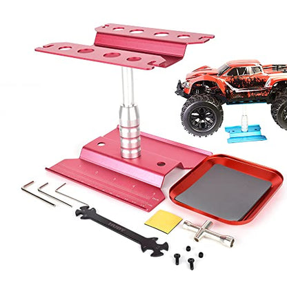RC Cars Tool Heightening Work Stand Assembly Platform 360 Degree Rotate Repair Station 1/10 1/8 Buggy Crawler Car (Pink) - color: Pink