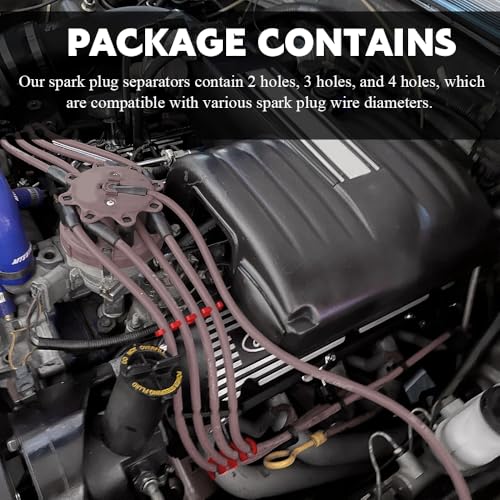 12PCS Spark Plug Wire Separator, Car Engine Spark Plug Separators, 7mm 8mm 8.5mm 8.8mm Engine Spark Plug Wire Loom, 2/3/4 Holes Separator Holder Replacement for Vehicle Ignition Wires (Red) | 7mm 8mm 8.5mm 8.8mm Car Engine Spark Plug Wire Loom, 2/3/4 Hole