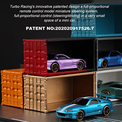 FLYCOLOR Turbo Racing C62 1:76 Scale Drift RC Car with Gyro Mini Full Proportional RTR 2.4GHZ Remote Control with 2 Replaceable Body Shell(Grayish Green) - color: Green2-drift