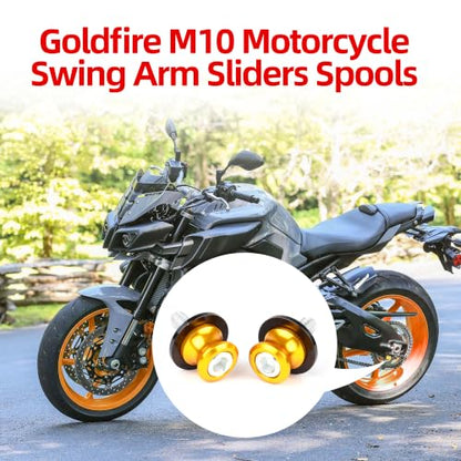 Goldfire 2pcs 10MM M10 X1.25 Motorcycle Swing arm Sliders Spools CNC Swing Arm Stand Screw for FZR 1000/600R/400 for Kawasaki Z750 /Z750S/ Z750R /ER-6F /ER-6N /Duke 125/200/390 (Yellow) - color: Yellow