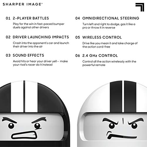 Sharper Image Road Rage Remote Control Cars, Mini RC Speed Ejector Bumper Cars, 2 Player Head to Head Battle Game with Ejecting Drivers, Sounds & Lights, Fun Indoor Kids Toys for Ages 6 and Up
