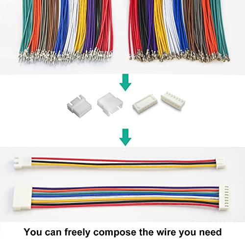JST Connector Kit 2.5mm Pitch JST-XH 2.54 Male Female Connector with Premium 22AWG Pre-Crimped Cables,XH 2.54mm Connector 2/3/4/5/6/7/8/9/10 Pin Male Female Housing (XH-MF-Kit) - size: JST-2.5MM-XH Male Female