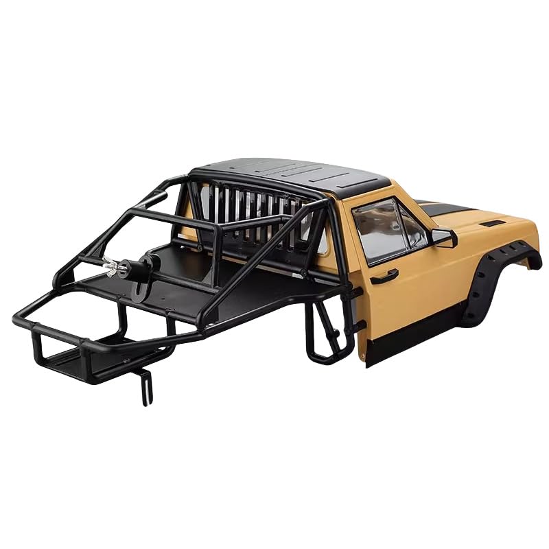 1/10 RC Hard Shell Cab & Back-Half Cage Body Shell Kit for 1/10 RC Crawler TRX4 SCX10 90046 AT4 GEN 8 Scout II,313mm Wheelbase Cherokee Upgrade and Modify (Desert Yellow) - color: Desert Yellow