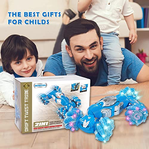 Remote Control RC Cars for Boys, Gesture Sensing RC Stunt Car 6 7 8-12 9 10 11 Year Old Kids Gifts, 4WD Off Road Double Sided Drift Truck, Best Birthday Gift - color: Single Remote Control Stunt Car