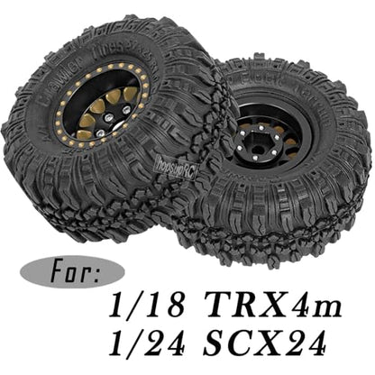 RC Full Brass 1.0in Beadlock RC Truck Tires Wheel Tires Upgrades Part for 1/18 1/24 Trx4m Axial SCX24 RC Crawler,RC Wheels Hops Up(4pcs Black) - style: Style D