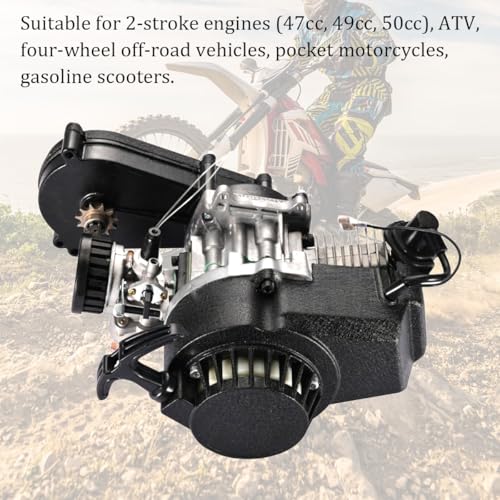 ATV Pull Starter Recoil Assembly, Recoil Start lgnition Coil with Pull Cord, 4 Wheeler Go Kart Parts Accessories, Compatible with 2 Stroke 47cc 49cc 50cc Engine Pocket Dirt Bike ATV