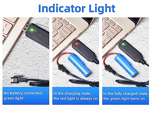 Smart Universal RC Charger Cable with SM-2P Connector Plug for 3.7V 1S Lipo Battery & 3.6V 3S Ni-MH/Ni-CD Battery Pack, Compatible RC Car/Boat/Plane/Drone/Tank/RC Helicopters