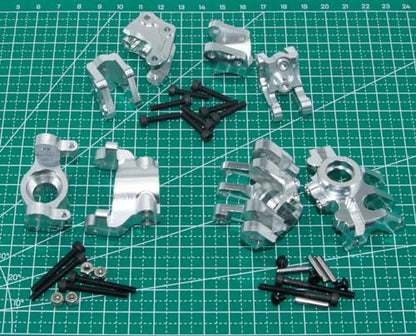 Upgrade Compatible with Axial 1/10 RBX10 Ryft 4WD Rc Crawler Car Steering Cup & Rock Bouncer Axle Mount & Steering Knuckles Aluminum Alloy Metal Accessory Parts(Silver)