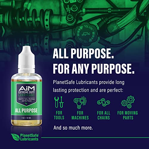 Planet Safe AIM Extreme Duty Lubricant 1oz- Made in The USA. Non-Toxic, Odorless, Multi-Purpose for Home, Garage, Doors, Hinges, Gym Equipment - Penetrates, Cleans, Lubricates, Protects, 3 in 1 Oil - size: AiM | 1oz | All Purpose