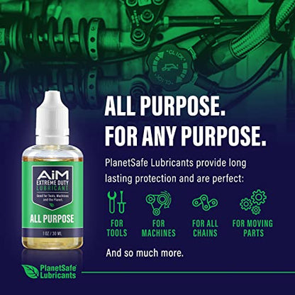 Planet Safe AIM Extreme Duty Lubricant 1oz- Made in The USA. Non-Toxic, Odorless, Multi-Purpose for Home, Garage, Doors, Hinges, Gym Equipment - Penetrates, Cleans, Lubricates, Protects, 3 in 1 Oil - size: AiM | 1oz | All Purpose