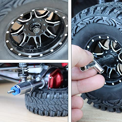 GLOBACT 4PCS 12mm Hex Wheel Hub & Cross Wrenche for 1/10 RC Car | Fits 1/10 TRX4 Axial Redcat ARRMA Granite Voltage 2WD HPI HSP Tamiya WLtoys