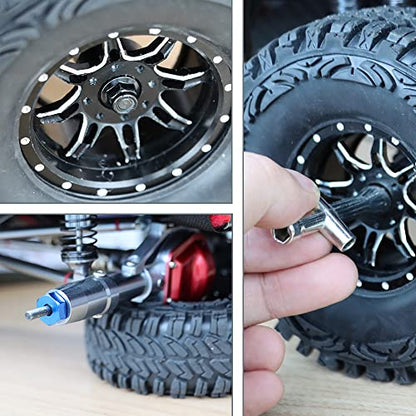GLOBACT 4PCS 12mm Hex Wheel Hub & Cross Wrenche for 1/10 RC Car | Fits 1/10 TRX4 Axial Redcat ARRMA Granite Voltage 2WD HPI HSP Tamiya WLtoys