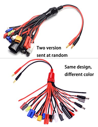 Readytosky 19 in 1 Lipo Battery Charger Adapter Convert Cable | Banana Plug to JST/T-Plug/XT60/EC3/EC5/HXT 4mm, For RC Car Drone