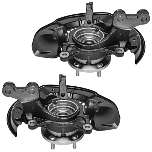 Detroit Axle - AWD 3.5L Front Steering Knuckles & Wheel Hub Bearings Outer | Tie Rod Ends Replacement for 2008-2013 Toyota Highlander - 4pc Set - size: 4SU50518/Kit
