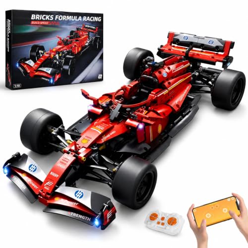 Track Racing rc car, Open Wheel rc car, 1:10 RC Car Kit with LEDs | track racing rc car with 1086 pieces, integrated LED lights and motorized RC driving; built for exhibition, competitive play.