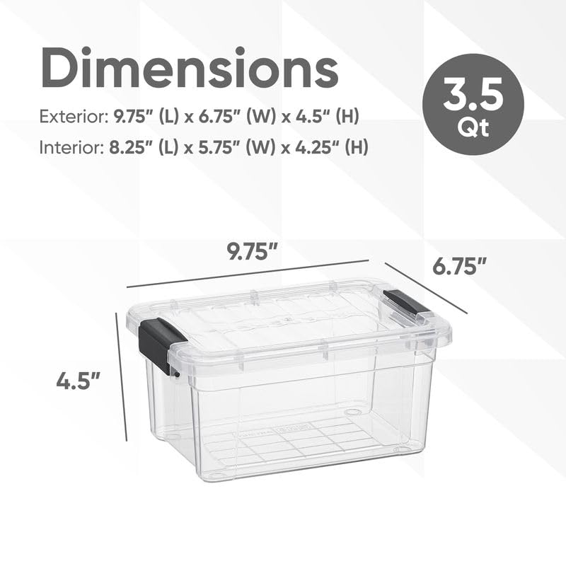 Superio Clear Storage Bins with Lids, Stackable Storage Box with Latches and Handles, Extra Small, 4 Pack 3 Quart - size: 3.5 Qt, style: 4 Pack