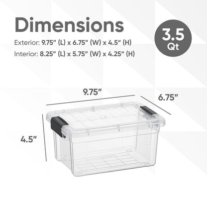 Superio Clear Storage Bins with Lids, Stackable Storage Box with Latches and Handles, Extra Small, 4 Pack 3 Quart - size: 3.5 Qt, style: 4 Pack
