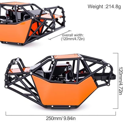 AMK RC Crawler Roll Cage, 1/10 Scale Nylon Rock Buggy Body Cage for Axial SCX10 SCX10 II, Durable RC Rock Crawler Upgrade Part (Orange) - color: Orange