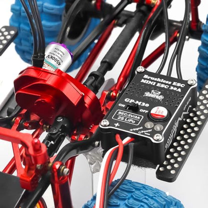 GOUPRC Upgrade 30A Brushless ESC & 1224 4500KV Brushless Outrunner Motor with Transmission for SCX24 RC Crawler Axial 1/24 RC Crawler Buggy Truck - color: Red Transmission