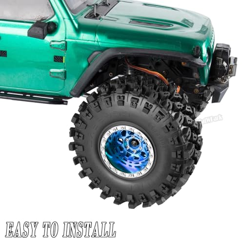 RC 2.2 Wheel Tires for 1/10 SCX10 SCX10 II 90046 SCX10 III AXI03007 SCX10 Pro TRX4 TRX6 Gen7/8 D90 VS4-10 MST CFX RC Crawler Car,4pcs Aluminum RC 2.2 in Beadlock Wheel,Navy Blue - color: Navy Blue - (2.2tires)