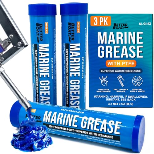 3PK Mini Marine Grease Tube, 3 Oz Cartridge, Waterproof High Temp Wheel Bearing Lubricant, NLGI 2, for Boat Trailer Bearings and Grease Guns, 3-Pack - size: 3PK Mini 3oz
