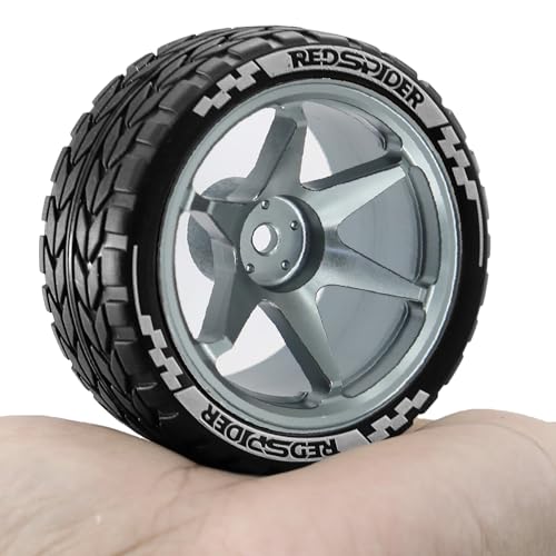 1/10 RC On Road Tires OD 2.55'' and Aluminium Street Wheels 4PCS 12mm Hex Touring Tyres for 1:10 Rally Racing Drift Car Tamiya TT01 TT02 XV01 HPI KYOSHO HSP PTG2 Traxxas TA06 A959 (Titanium) - color: Titanium