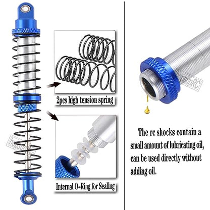 90mm RC Shocks Absorber Upgrades for 1/10 RC Hobby Cars,4PCS 7075 Aluminum Full Metal Front Rear Shocks Absorber Damper,Navy Blue - size: 90 MM (3.54 in)