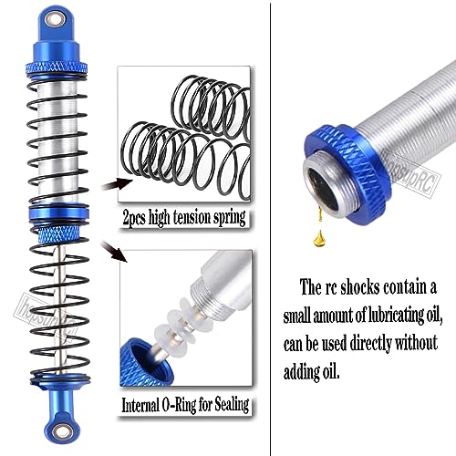 130mm RC Shocks Absorber Upgrades for 1/10 RC Hobby Cars,7075 Aluminum Full Metal Front Rear Shocks Absorber Damper,4PCS Navy Blue - size: 130 MM (5.12 in)