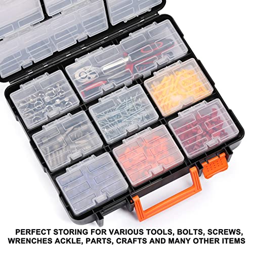 Mayouko 16 Compartments Detachable Toolbox Organizer,Hardware Organizer Box with Removable Sections,Carrying Storage Case for Patts,Screws,Bolts,Nuts,Toys - size: 13.5"L x 12"W x 5"H