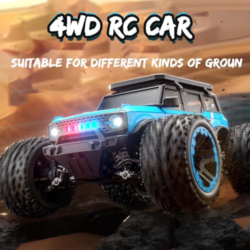 1/20 RC Cars for Adults Fast 55KPH, Electric Brushless Motor Off-Road RC Truck, 4WD Remote Control Car All Terrain, High Waterproof Speed Monster Truck, 3 Batteries(Blue) - color: 3 Batties(blue1)