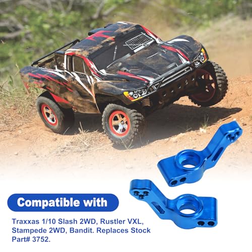 Aluminum Rear Stub Axle Carriers with Ball Bearings Upgrade Parts for 1/10 Traxxas Slash 2WD, Stampede, Rustler VXL, Replaces 3752 (Blue) - color: Blue
