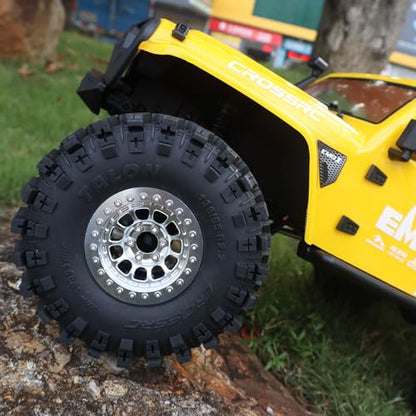 RC 2.2 Aluminum Alloy Beadlock Wheels and Tires Upgrades Accessories Rims for 1/10 SCX10 TRX4RC4WD and D90 RC Crawler Axial Remote Control Car (4pc) (Silvery) - color: Silvery