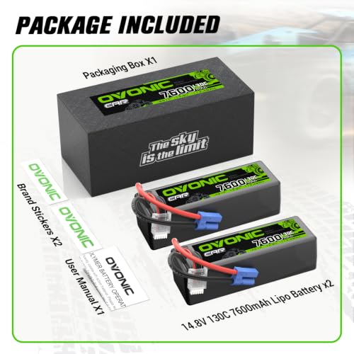 OVONIC 4S LiPo Battery 7600mAh 14.8V 130C RC Battery with EC5 Connector