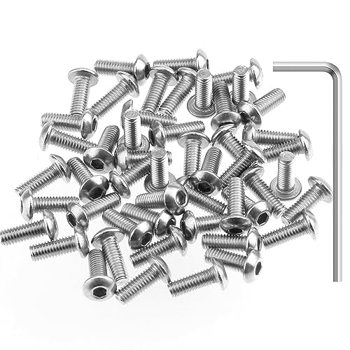 HELIFOUNER 100 Pieces M3 x 8mm, Thread Pitch 0.5mm, 304 Stainless Steel (18-8) Button Head Socket Cap Screws, Fully Threaded - size: M3 x 8mm
