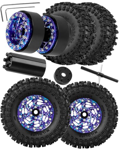 1.3 Dually Beadlock RC Wheel RC Tires for 1/24 1/18 SCX24 FCX24 TRX4M Ascent-18 RC Crawler,Aluminum 1.3" Wheel Hub Rim RC Truck Tires 4pcs w/Adjustable Offset 4PCS Colour - color: Colour/4pcs
