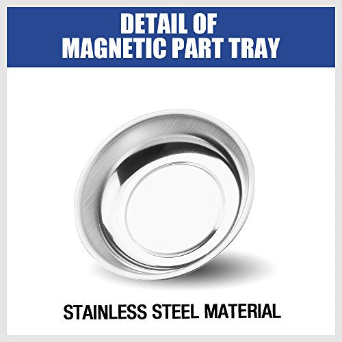 HORUSDY Magnetic Tray | 3-Piece | Round Magnetic Parts Tray | 3 Inch 4 Inch 6 Inch Magnetic Tray for Mechanic's | Stainless Steel - style: 3-Piece Magnetic Tray - Basic