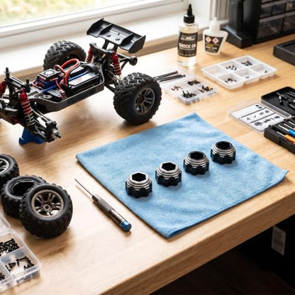 VBESTLIFE RC Wheel Hex Adapters, Aluminum Alloy 8x32 to 17mm Hex Adapters for 8x32 3.8in Wheels Electric Car Truck (Black) - color: Black